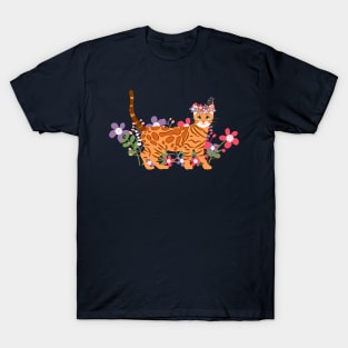 Bengal Cat and Flowers T-Shirt